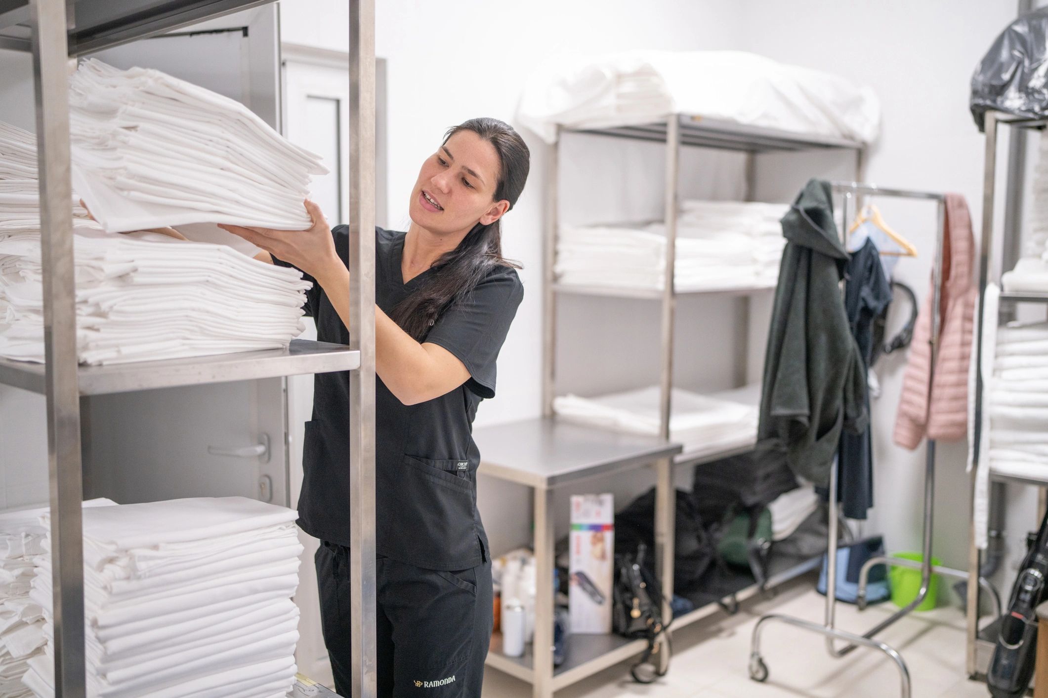 Professional cleaner working in a modern office