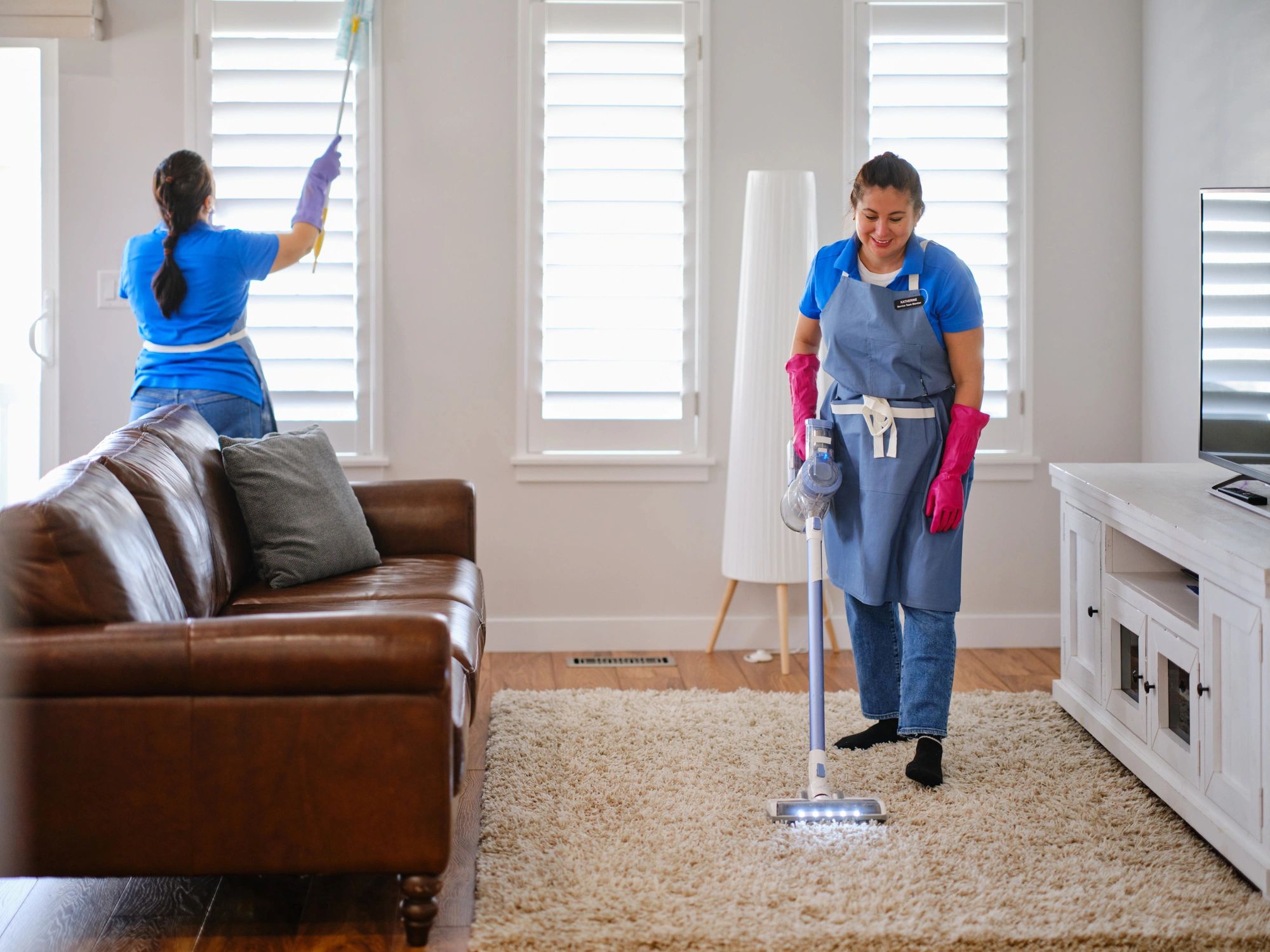 Team member performing deep cleaning in a commercial space