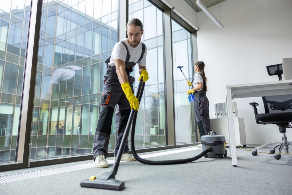 professional cleaning team in uniform